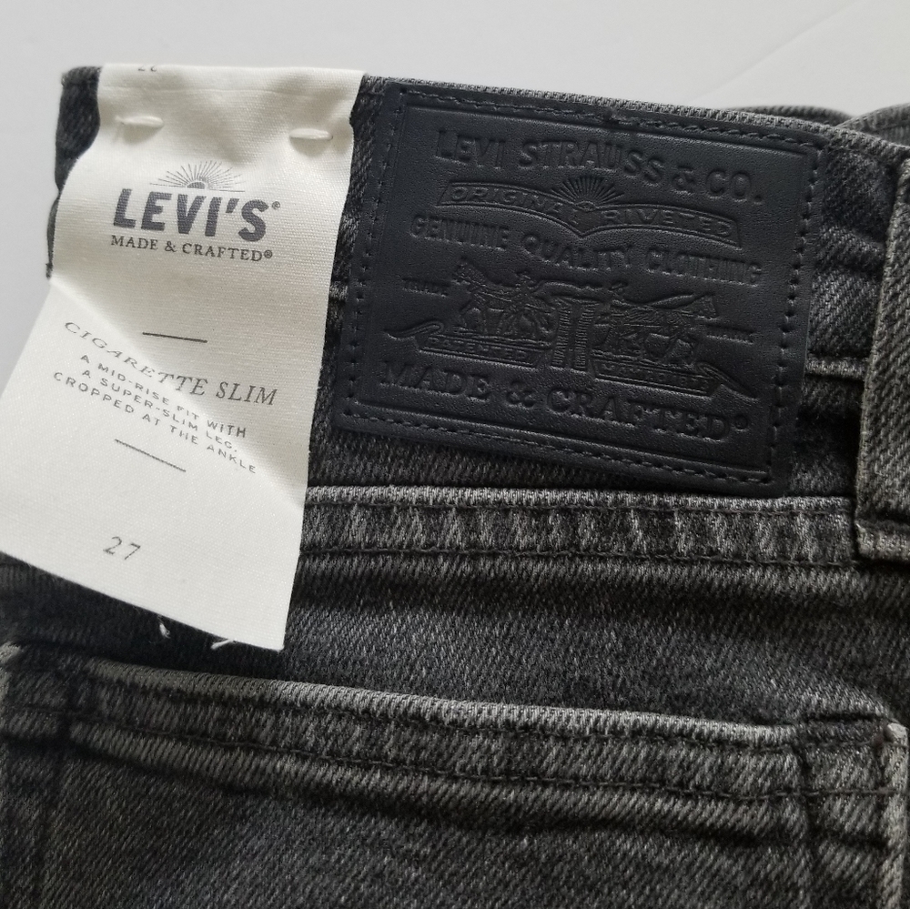 Levi's Made & Crafted Cigarette Slim Mid Rise Cropped Ankle Jeans Size 2… - Picture 5 of 14